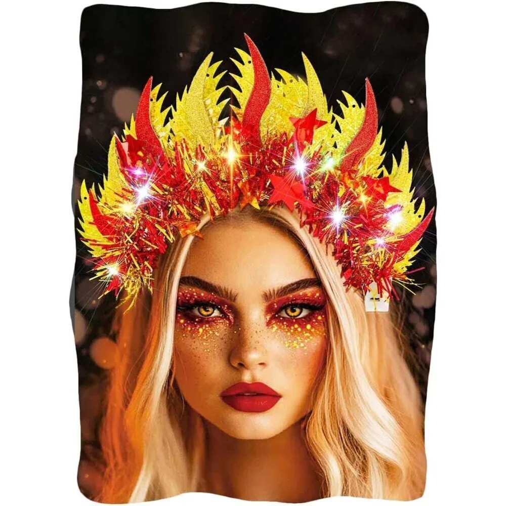LED Flame Headband Glowing Fire Costume Accessory for Women